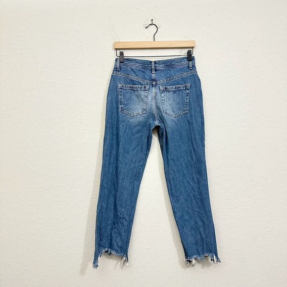 WE THE FREE Maggie Jeans Blue Ankle Chewed Hem Straight Leg Frayed - Picture 2 of 13